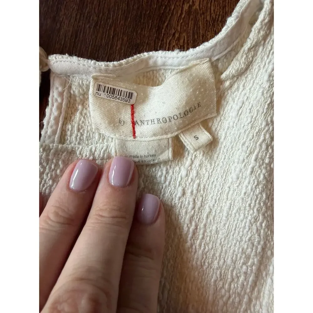 Anthropologie puff sleeve textured blouse small